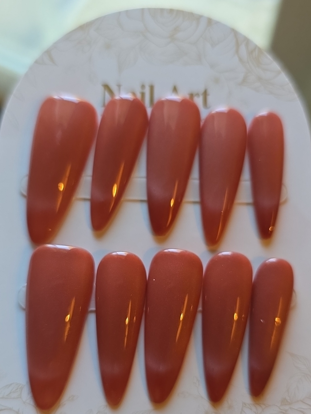 Press-On Stiletto Nails in Terracotta - Women Bath & Body Size Large
